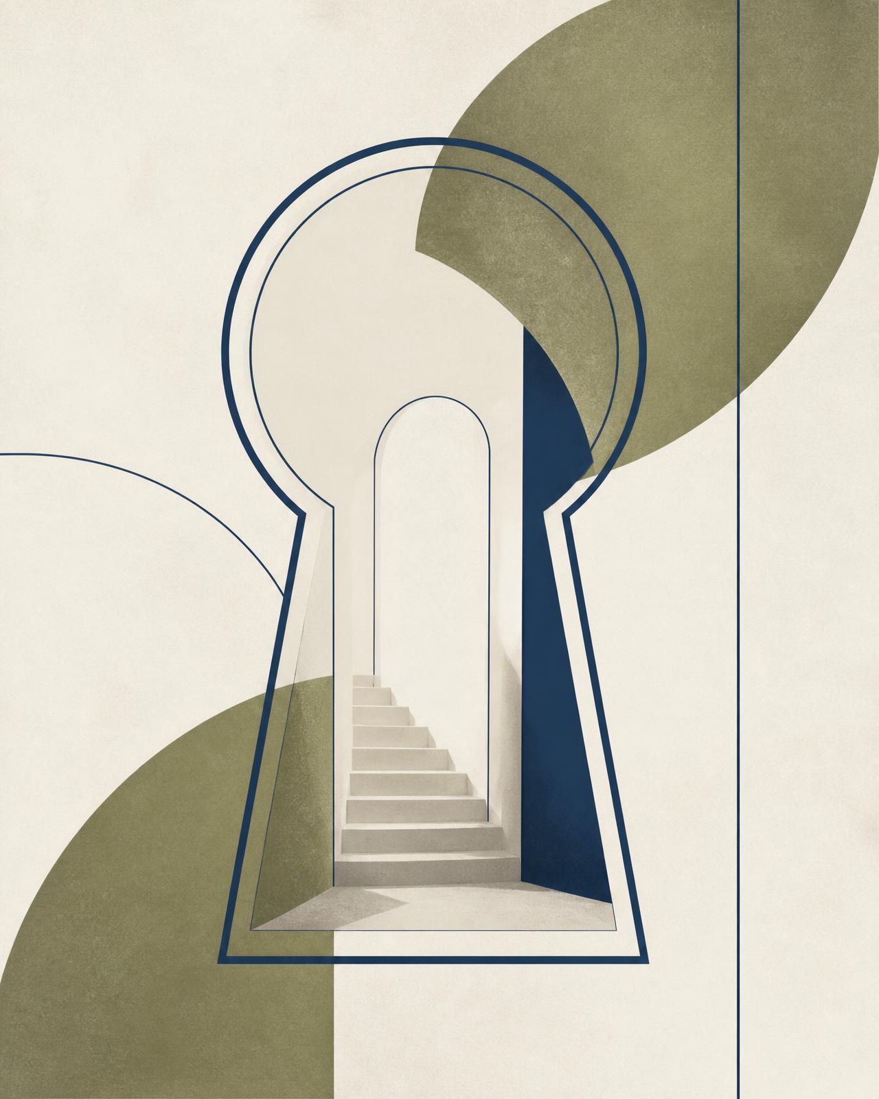 Abstract keyhole doorway representing Catalyst Legal Partners